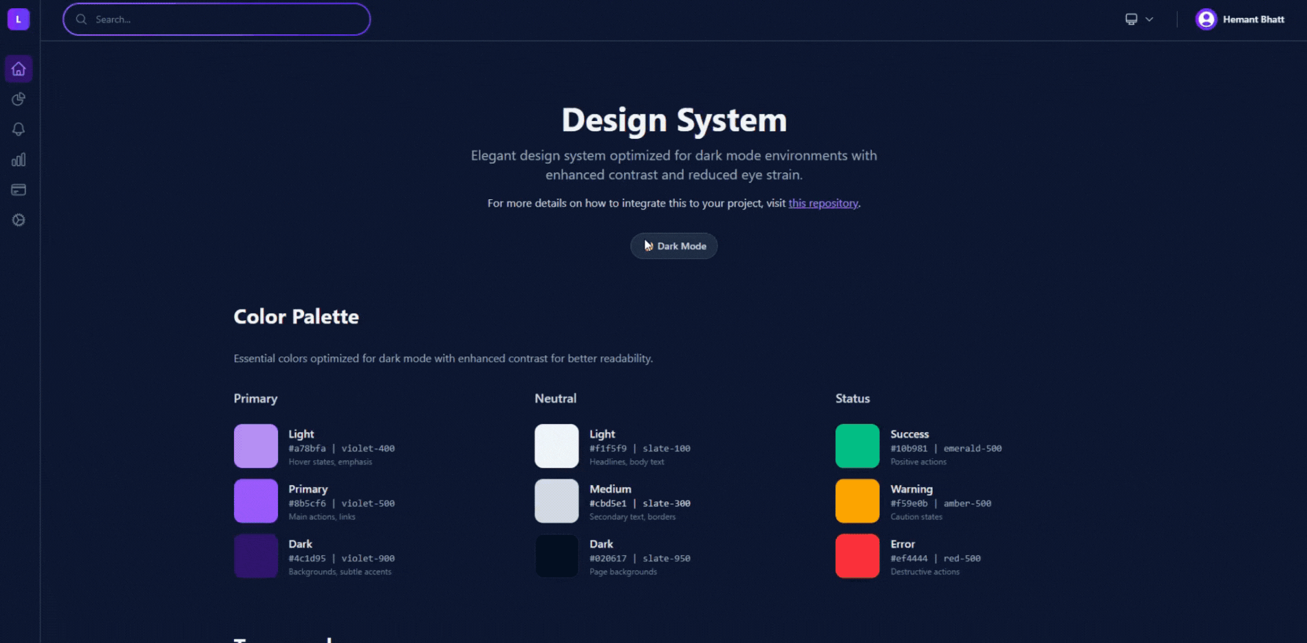 Desktop experience of the Next.js Starter Shell showing responsive design and smooth interactions