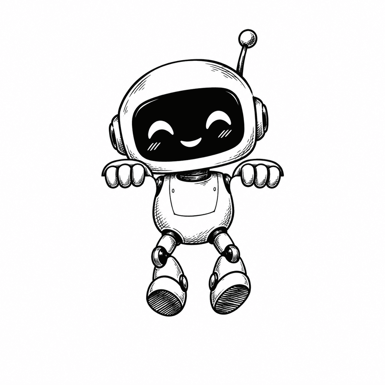 A small Hermes robot peeking from behind the card and holding its top edge